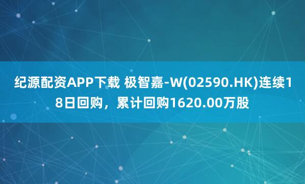 纪源配资APP下载 极智嘉-W(02590.HK)连续18日回购，累计回购1620.00万股